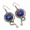 Lapis Lazuli 999 Copper Wire Wrapped Earrings, Handmade Gemstone Earrings Jewelry, Gifts For Wife Brand New Earrings