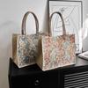 Large Capacity Floral Pattern Shoulder Bag Cat Geometric Cloth Bag Ethnic Style Handbag Women