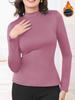 Sous-couche en velours pour femme transfrontalière: Haut à manches longues, confortable, chaud pour l'automne/hiver
