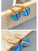 Ocean Blue Heart Crystal Earrings with Inlaid Diamonds & Luxury Ear Hooks