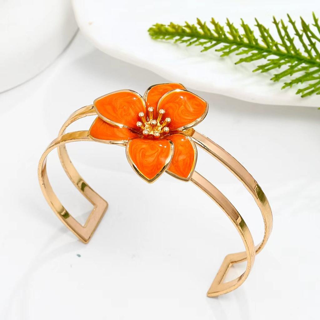 Luxury oil dripping flower bracelet ring set sweet temperament high-end light luxury jewelry