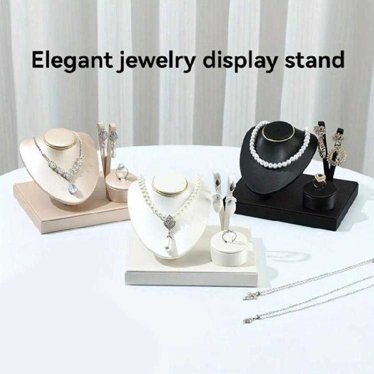 Jewelry Presentation Stand Featuring PU Leather Construction Ideal For Professional And Home Use