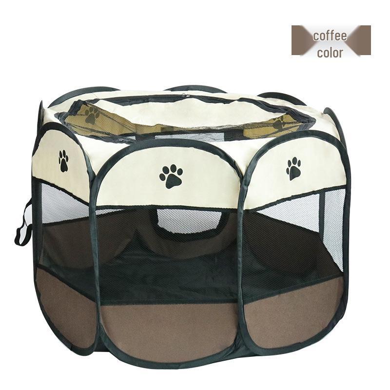 

Octagonal Foldable Pet Cage with Paw Print - Tent Bed & Maternity Pen for Cats Small 74*74*43cm коричневый