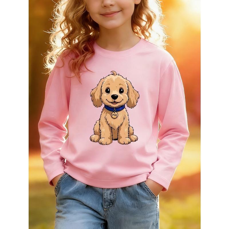 European sizes Kids Long Sleeve Cartoon Puppy Printed T-Shirt Cartoon Character Daily Casual Wear Ideal for Kids Holiday Gifts Casual Sports T-Shirt