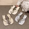 Square Head Rhinestone Cover Toe Cool Slippers Female Summer 2025 New Low-heeled Fairy Wind with Skirt Beach Cool Slippers