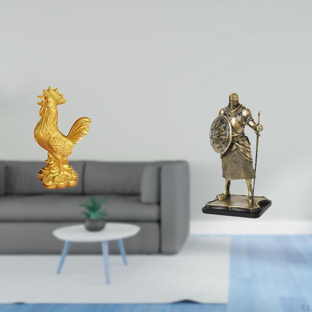 Chicken Feng Shui Knight Sculpture European Creative Figurine for Birthday Anniversaries Entryway
