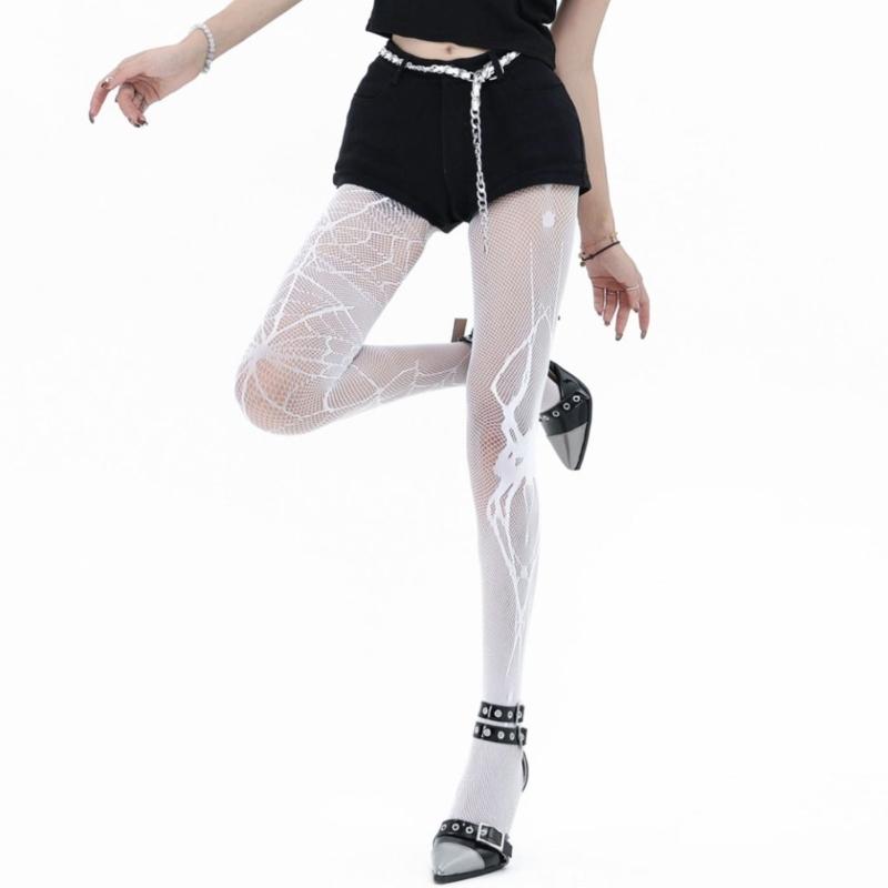 Fashionable Black Spiderweb Tights Elastic Nylon Hosiery Stylish Stockings For Women Evening Event Casual Styling