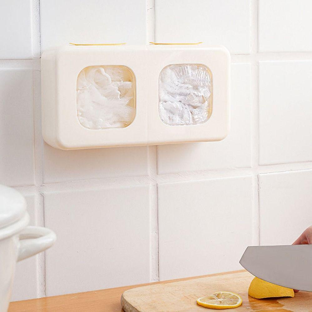 

Punch-Free Cling Film Storage Box Plastic Shower Cap Organizer Kitchen