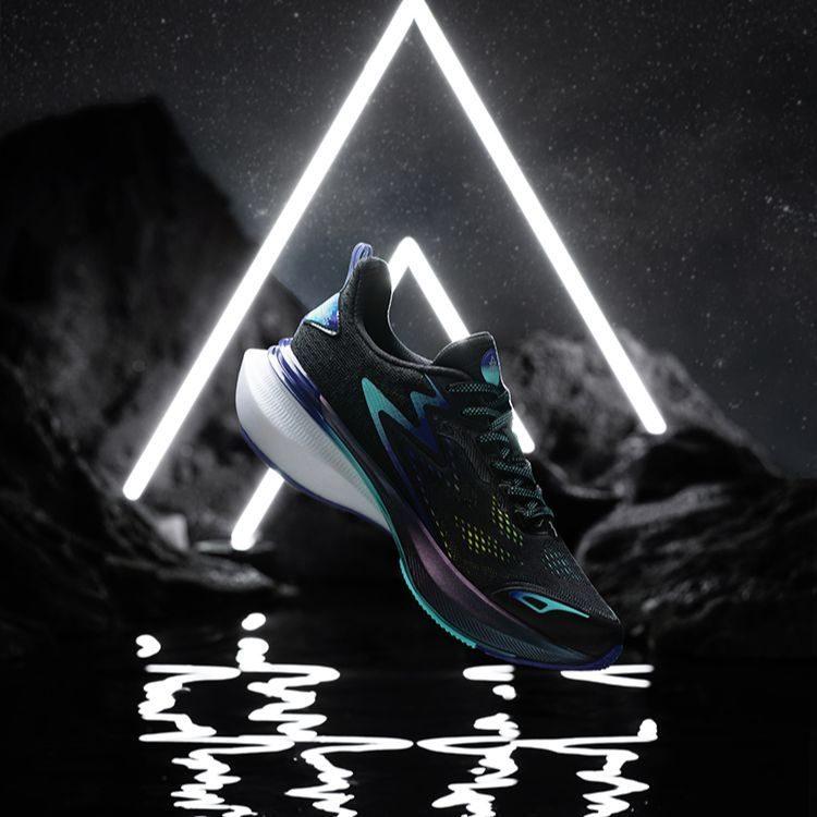 361 Cushioning Slip Resistant Abrasion Resistant Low Top Running Shoes Men's Black Blue 572112237-1