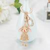 Rhinestone Lamb Keychain for Women Girls Faux Crystal Sparkling Bag Charm for Handbag Car Key Accessory