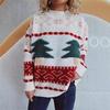 Christmas sweater women's casual round neck knitted Christmas tree cartoon jacquard holiday New Year sweater 3517 KTB
