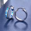 Color Matching Opal Shape Stud Earrings Studs Gift for Men Hammered Shinning Blue Opal Studs Minimalist Fine Jewelry