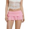 Women's Mini Skirt Low Waist Solid Color Ruffle Hem Skirt Lingerie Sexy Hot Skirts Summer