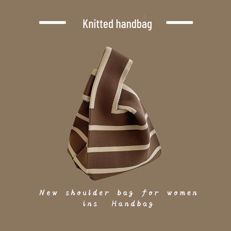 Trendy Women's Knitted Wool Bucket Handbag - Casual Tote & Lunch Box Bag