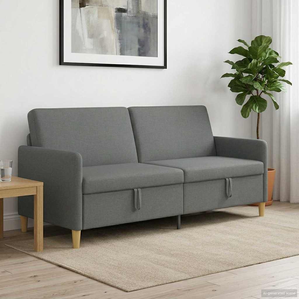 Storage Sofa in Dark Grey 192 x 78 x 87 cm Polyester