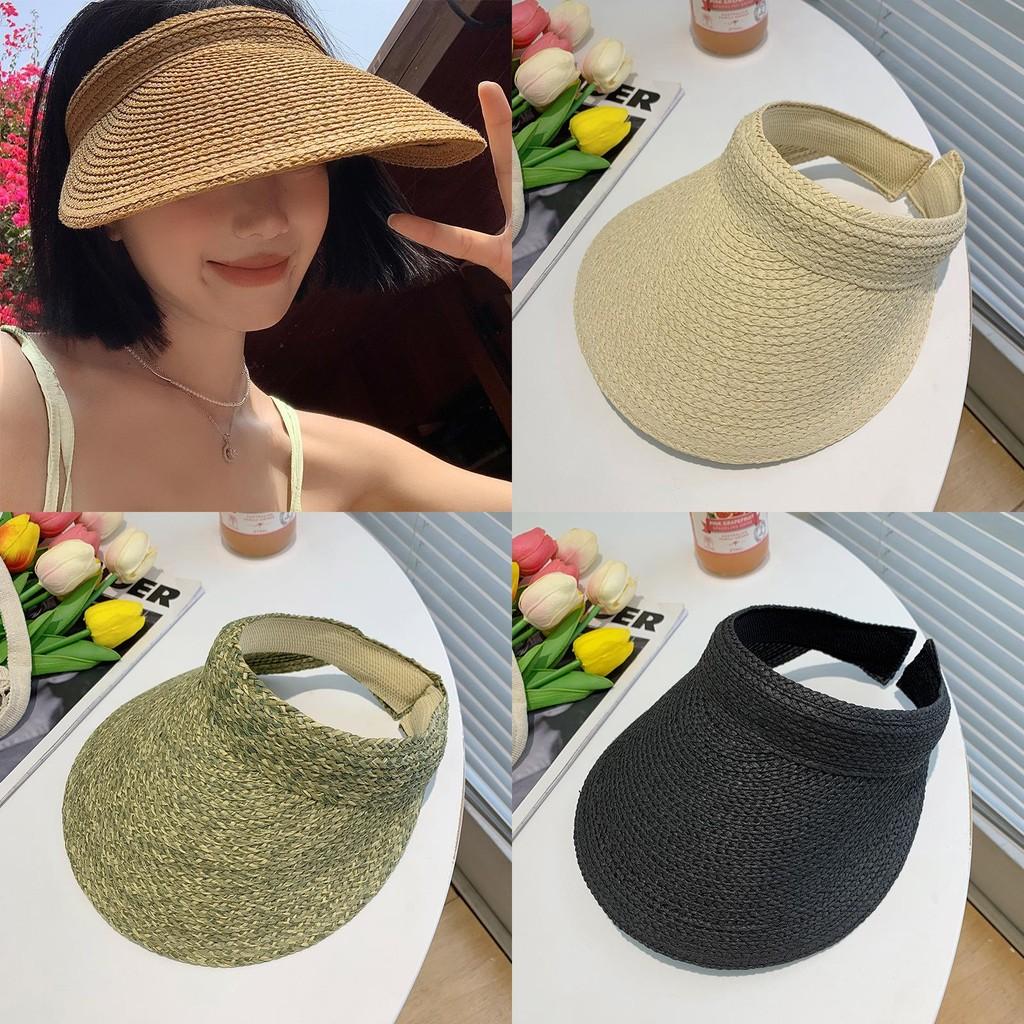 Women Summer Straw Woven Sun Hat With Big Brim And Uv Shield For Beach Outdoor