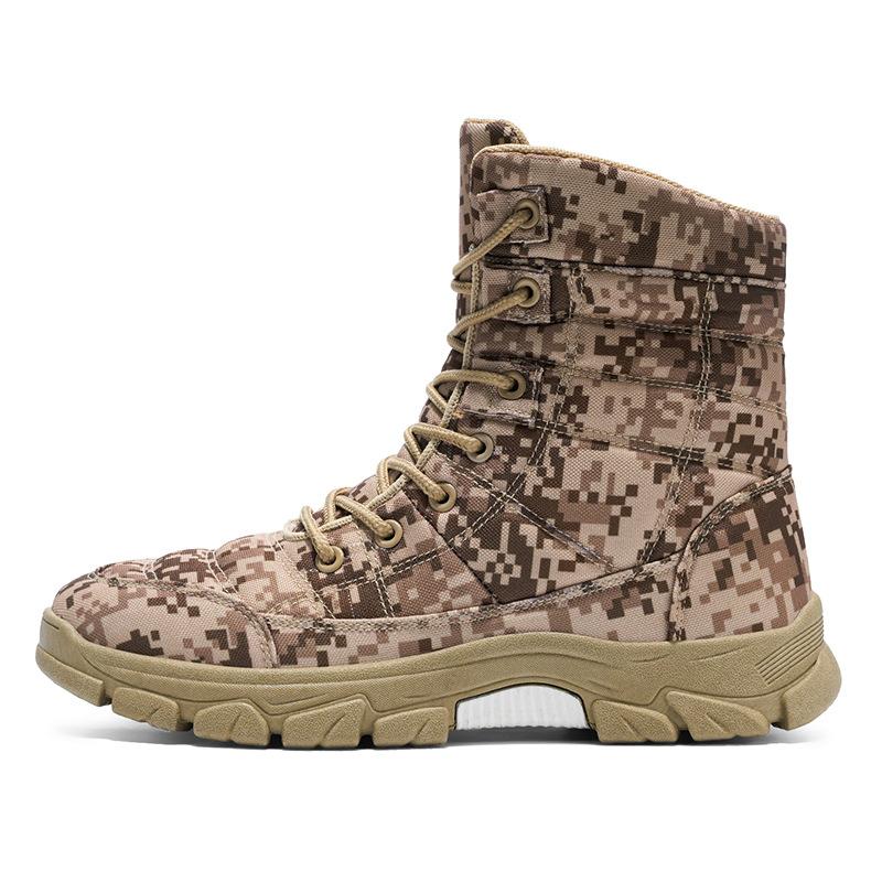 Oxford cloth waterproof combat boots large size camouflage outdoor mountaineering boots fattened wide foot climbing shoes