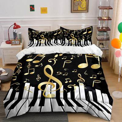 Gold Musical Notes Pattern. Bedding Sets Duvet Cover Sets Duvet Covers Pillowcases(1 * Duvet Cover 2 * Pillowcases Without Duvet Insert)