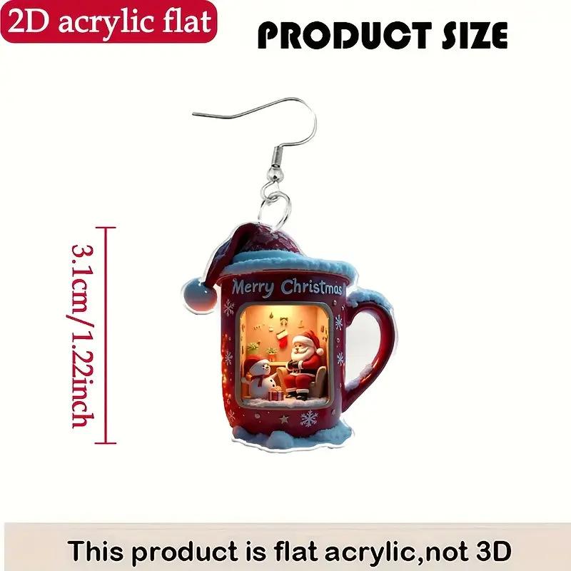 Cross-border Christmas Hat Cup Earrings Flat Acrylic Creative Festive Atmosphere Santa Claus and Snowman Earrings