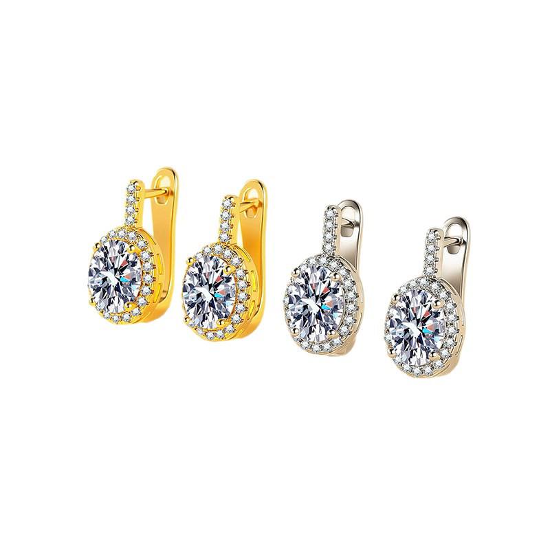 Luxurious Oval Zircon Ear Cuffs - Trendy, Elegant Earrings