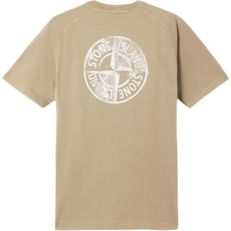 STONE ISLAND Maglietta da Uomo con Logo, Vestibilità Slim, Girocollo, Manica Corta Raglan, Top, Giallo Sabbia K2S152100037S0241V009A