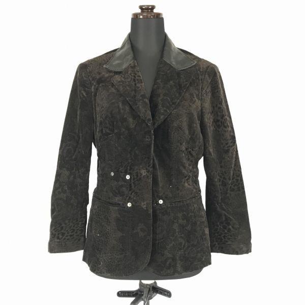 USED/GK/Itariya/Velour Tailored Jacket/Women’s S/7/Dark Brown/Patterned/Half Lined/Made in Japan