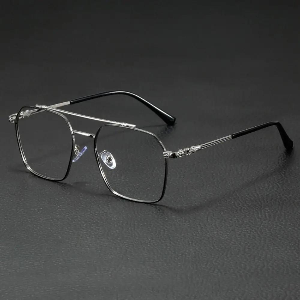 Classic Blue Ray Blocking Anti-Blue Light Glasses Ultralight Eye Protection Square Eyeglasses Metal Frame Eyewear Office