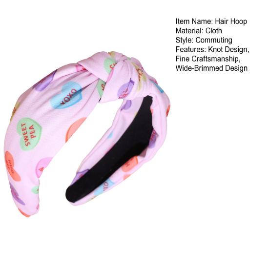 Haarreif Breitkrempiges Stirnband mit Liebesaufdruck Handgefertigte Stoffknoten Rutschfestes Design Schleifen-Haarband Party-Haaraccessoire