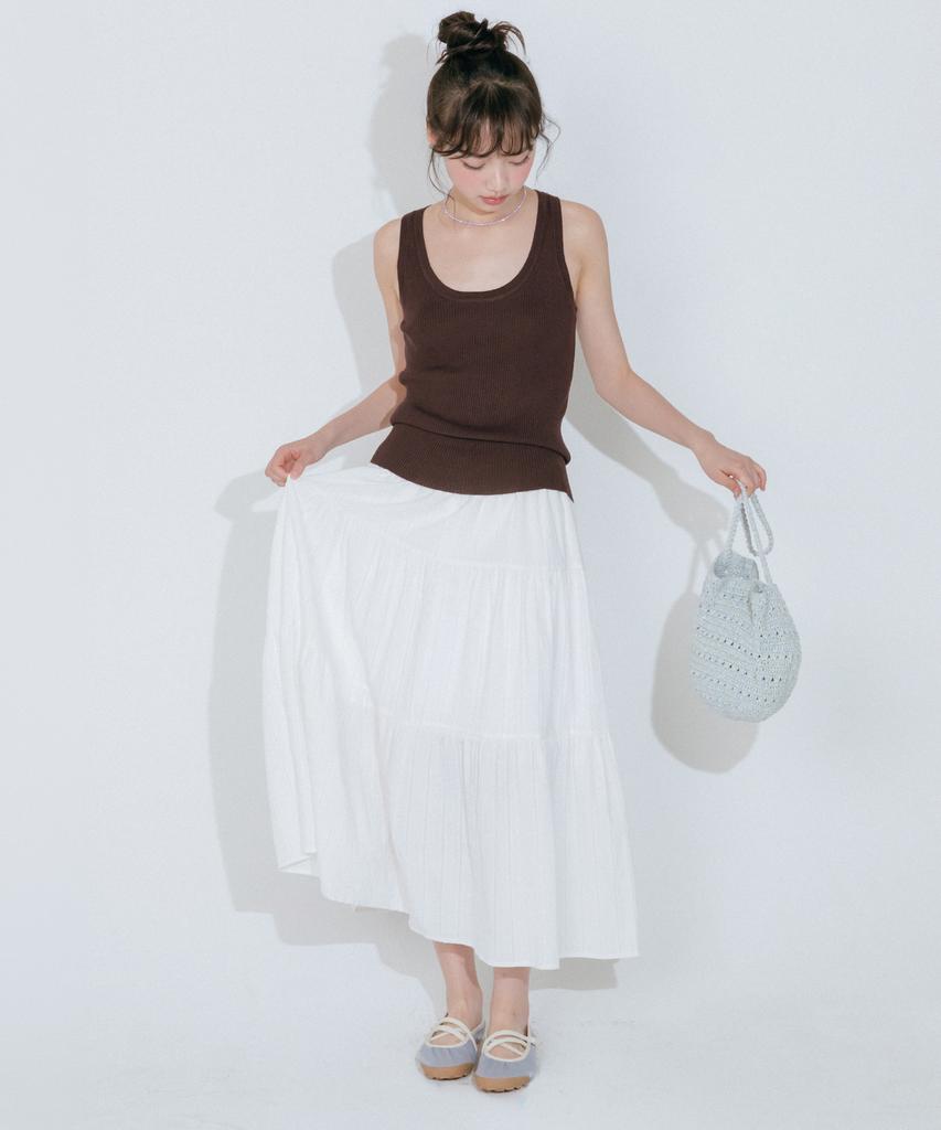 Mellotoli Dot Layered Long Skirt (2 Colors)