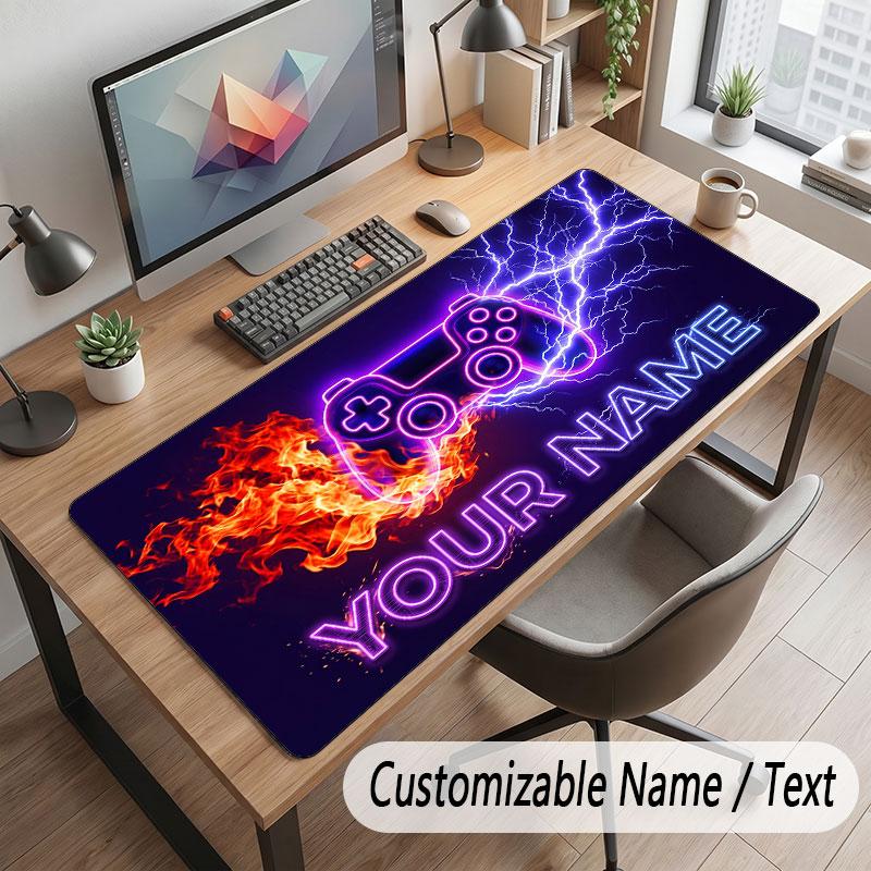 Game Controller Theme Customized Mouse Pad Personalized Print Name Text Desk Mat For Home Office Table Decor