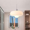 Mid Century Milk Glass Light Chrome Orange Glass Large Drum Lighting Fixture White Hanging Light Nordic Modern Chandelier for Dining Room Kitchen