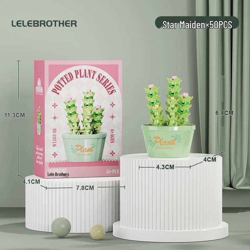 Preserved Flower Bonsai & Rose Succulent Building Blocks - Compatible with LEGO