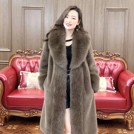 WTEMPO Abrigos Largos de Invierno Cálidos y Gruesos con Cuello Solapa para Mujer Talla Grande Cortavientos a Prueba de Frío Chaquetas de Piel Sintética