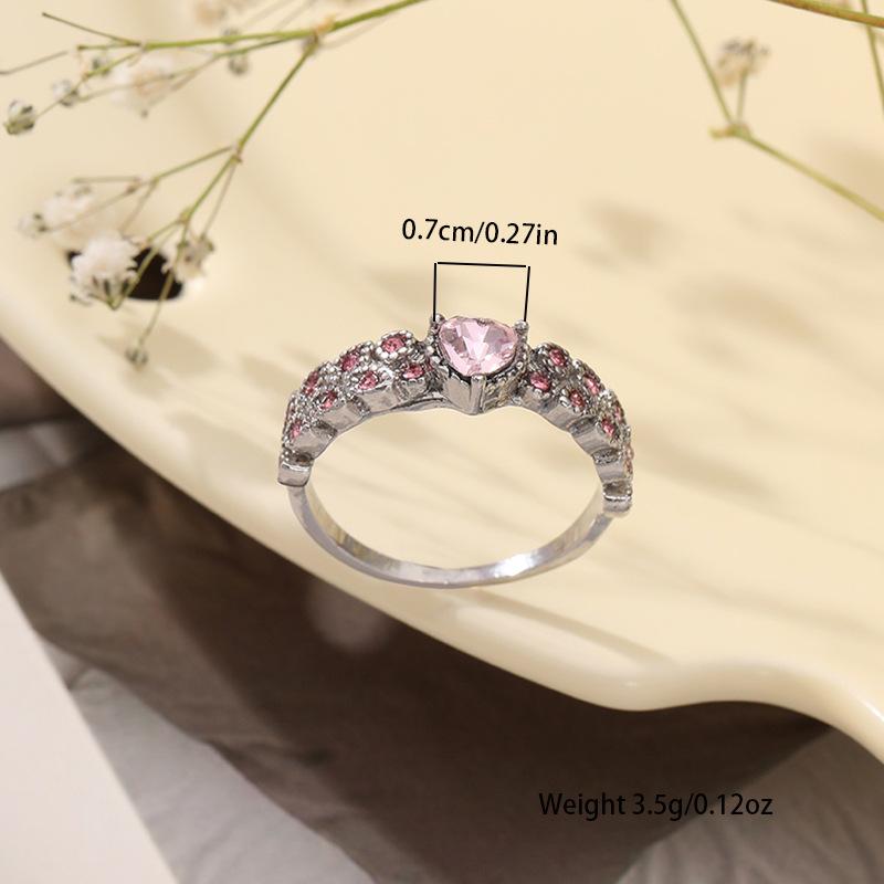 Yunjin wish popular hot-selling, blue ocean heart imitation zircon ring, heart-shaped peach heart ring wholesale