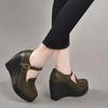 Fashion GKTINOO 2025 Wedges Women Shoe Spring Autumn Slip-On High Heels Round Toe Genuine Leather Casual Ladies Platform Shoes Woman