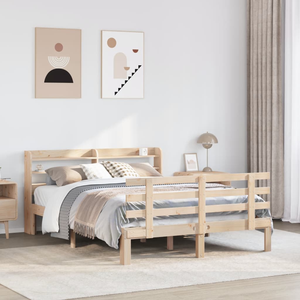 Wooden Bed Frame with Headboard Without Mattress 150x200 cm