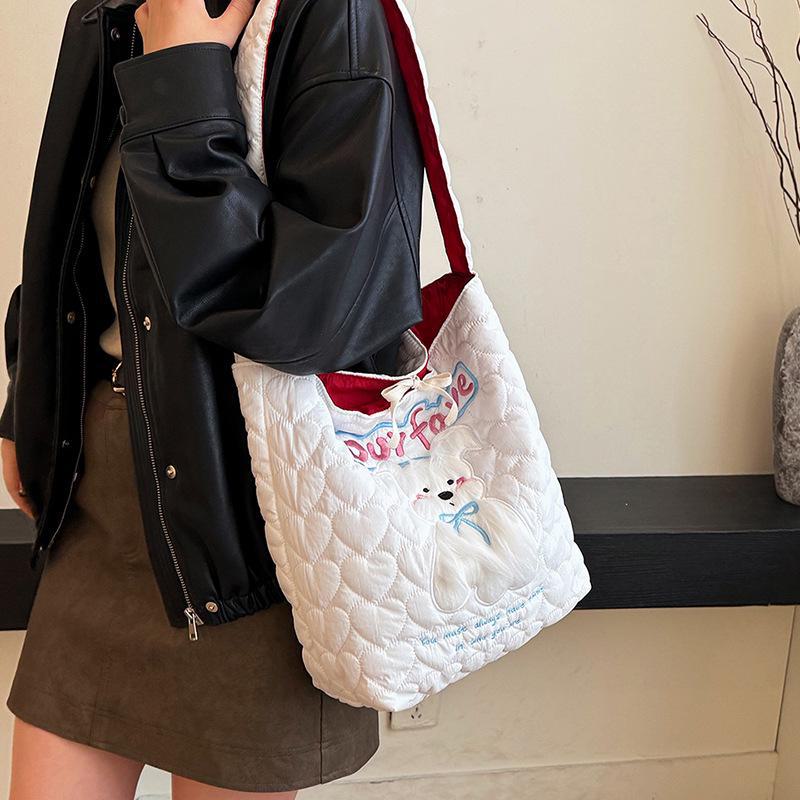 

2024 Модная сумка через плечо в корейском стиле большой вместимости - Милая сумка-тоут для подмышек на осень/зиму для женщин 25*12*31 белый