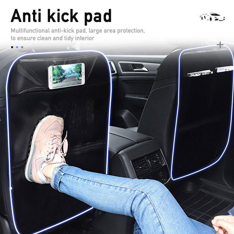 SEAMETAL Car Seat Back Anti Kick Pad Pu Leather Auto Back Seat Protector Mats Kids Anti Dirty Pads Multi-functional Storage Bags