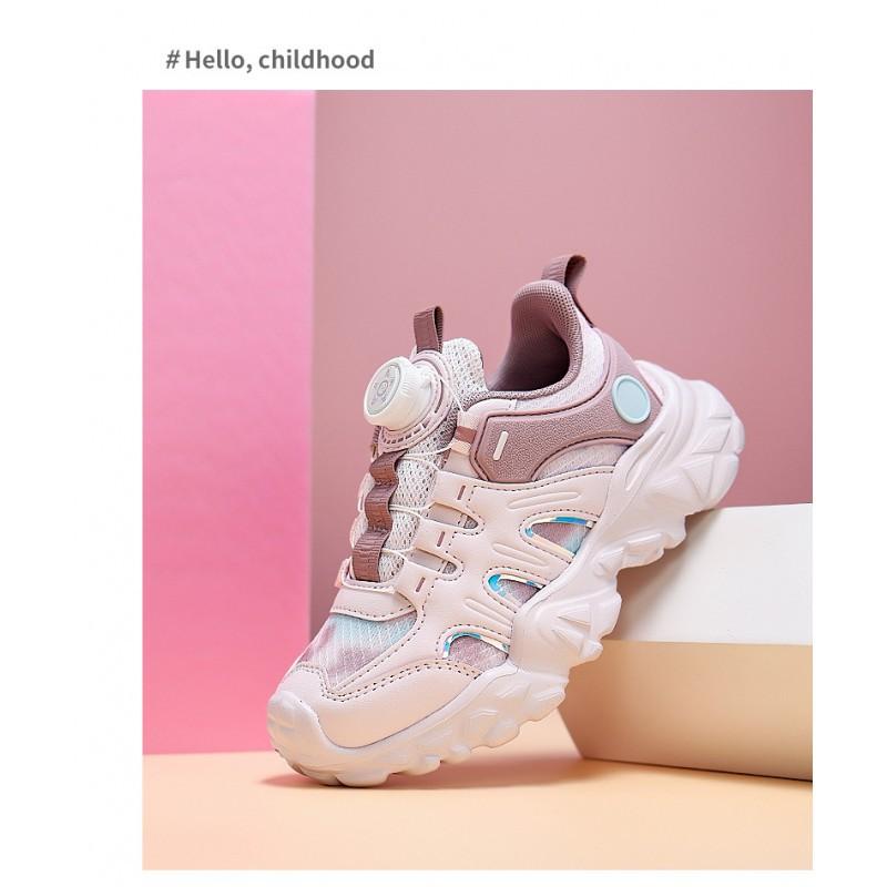 Girls 'swivel Button Sneakers 2026 New Children's Lightweight Breathable Soft-sole Running Shoes Physical