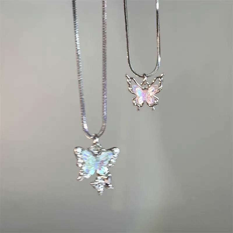 Laser Symphony Butterfly Zircon Necklace Women's New Light Luxury Niche Fashion Exquisite Sweet, Cool Style