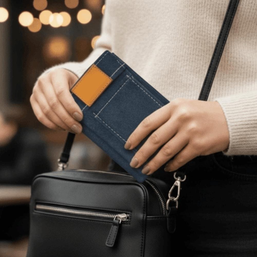 Retro Mini Jeans Shaped Wallet Compact Size Foldable Change Bag  Card Storage