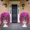 Water-free Flower Decor Artificial Flowers for Outdoor, Fake Hanging Morning Glory with Eucalyptus Leaves, UV No Maintenance Resistant Faux