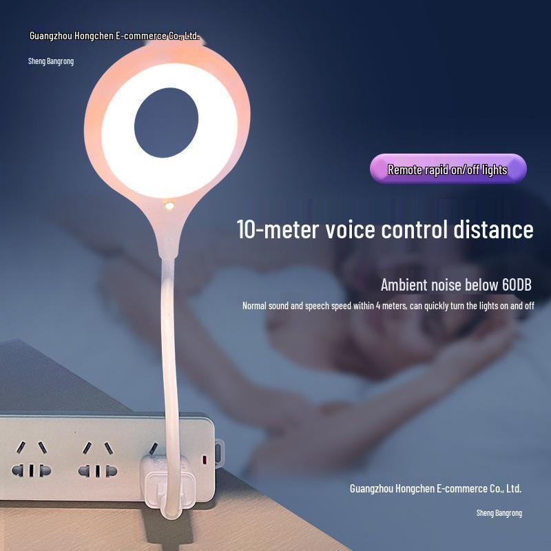 Smart Night Light with Adjustable Brightness and Sound Control - USB Bedroom Table Lamp for Eye Protection