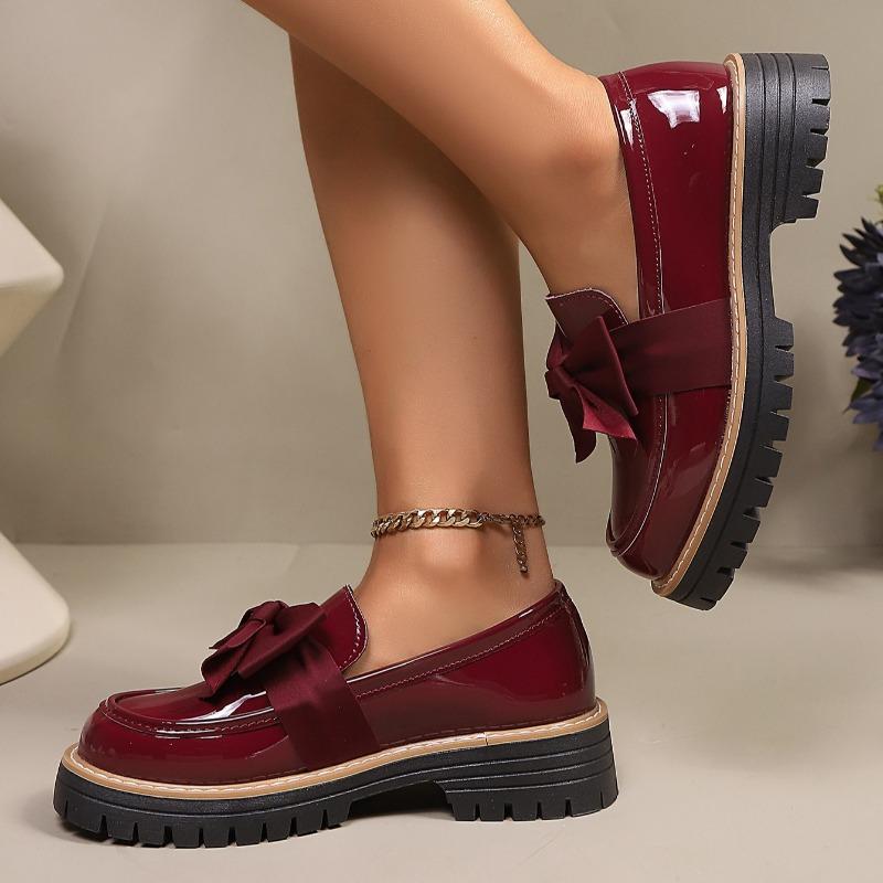 Dámské boty Oxford s platformou, silnou podrážkou, mašlí, nízkým profilem a bez tkaniček (slip-on) - nadměrné velikosti
