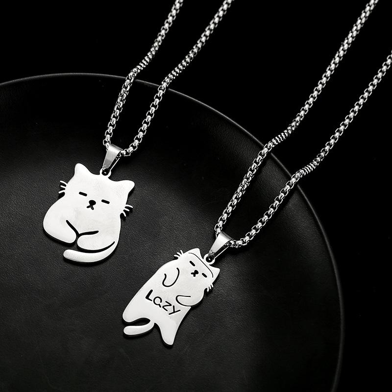Kitty Mi Titanium Steel Necklace Simple and Versatile Hip-Hop Couple Pair of Necklaces Gift Sweater Chain