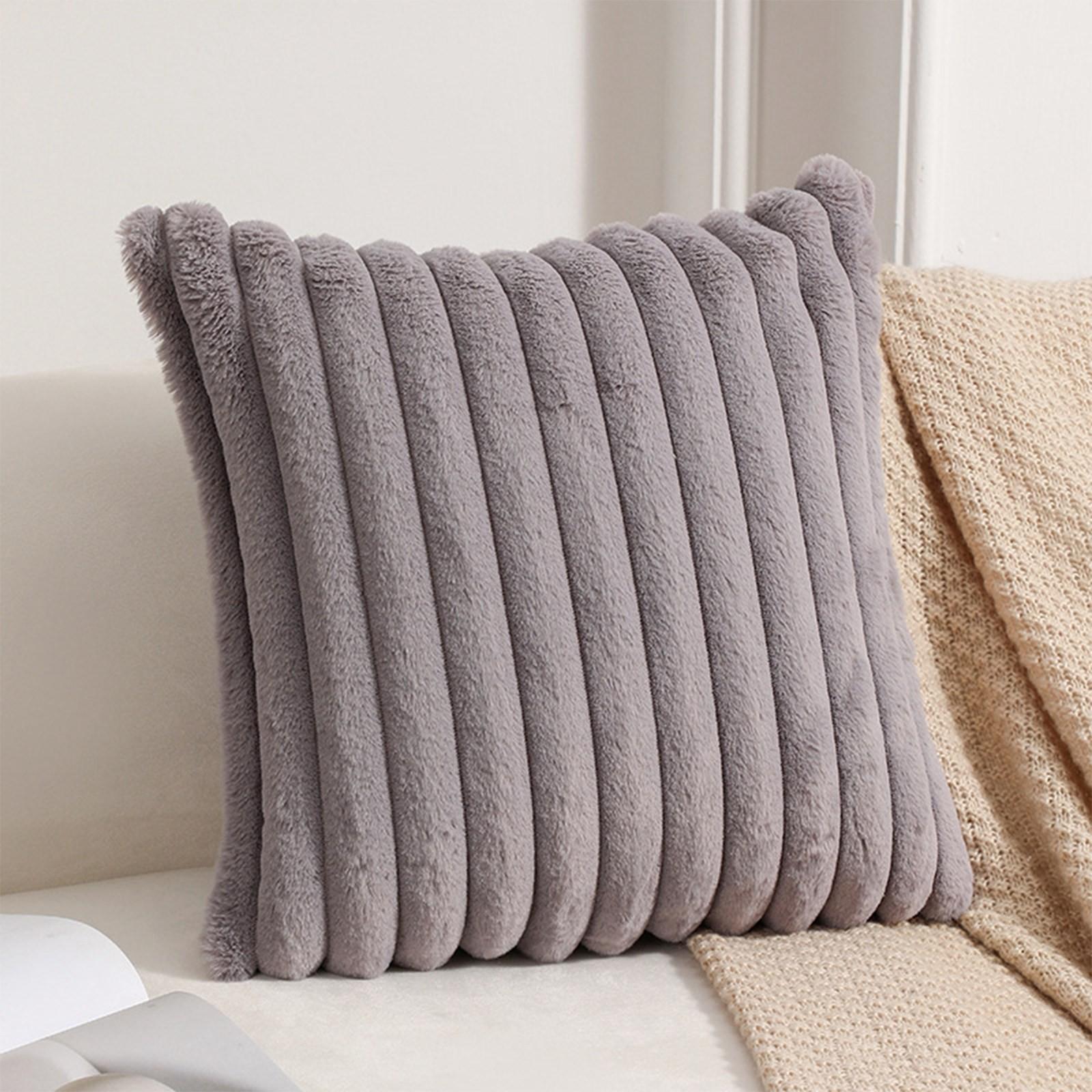 Plush Horizontal Striped Pillowcase, Soft Long Plush Striped Sofa Pillowcase. Soft Pillowcase Suitable For Sofa And Living Room One Size