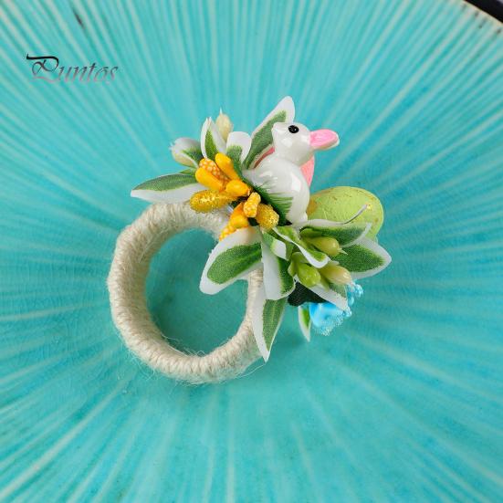 Whimsical Bunny Table Accessories Easter Napkin Ring Rabbit Ear Egg Design Kids Dinner Holder Party Festive Spring Decoration Holders