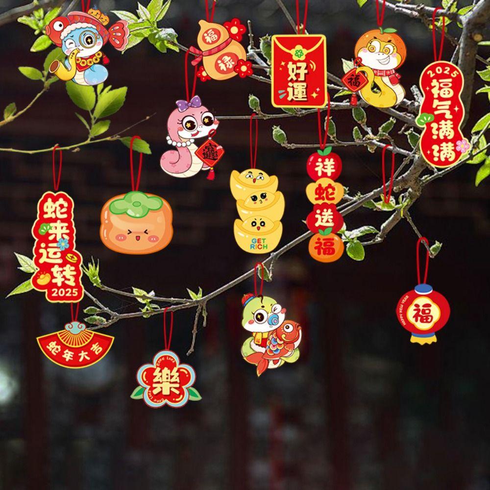Cartoon New Year Tree Hanging Tag Zodiac Snake Potted Plants Hanging Card  For Potted Plant