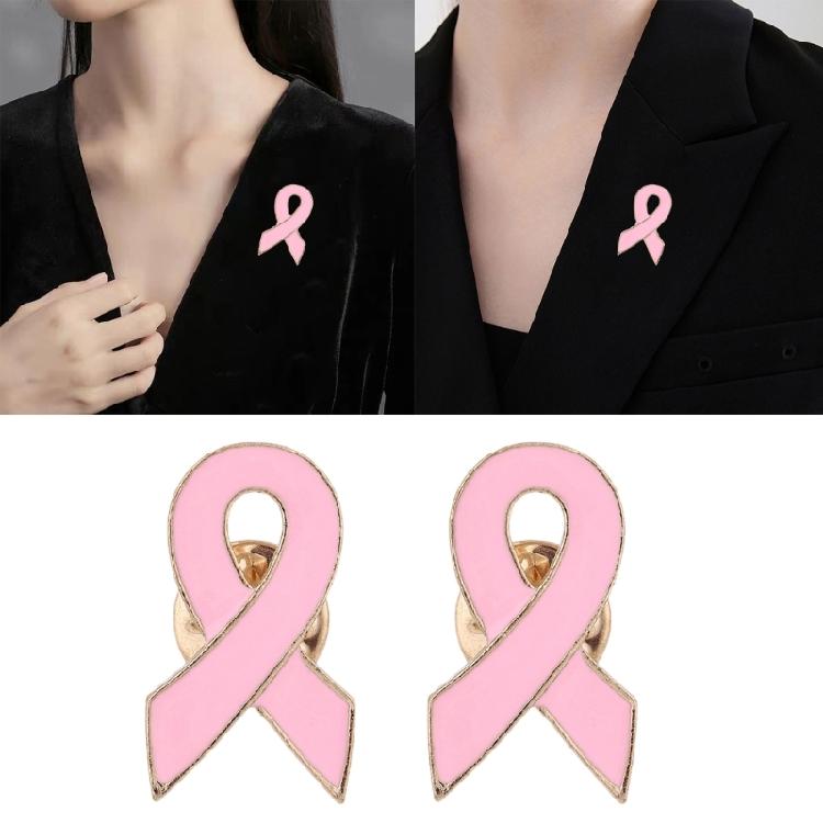 10Pcs Cancer Awareness Brooch Pink Ribbon Pin Awareness Lapel Pins with Metal Back Clasp For Healthcare Workers