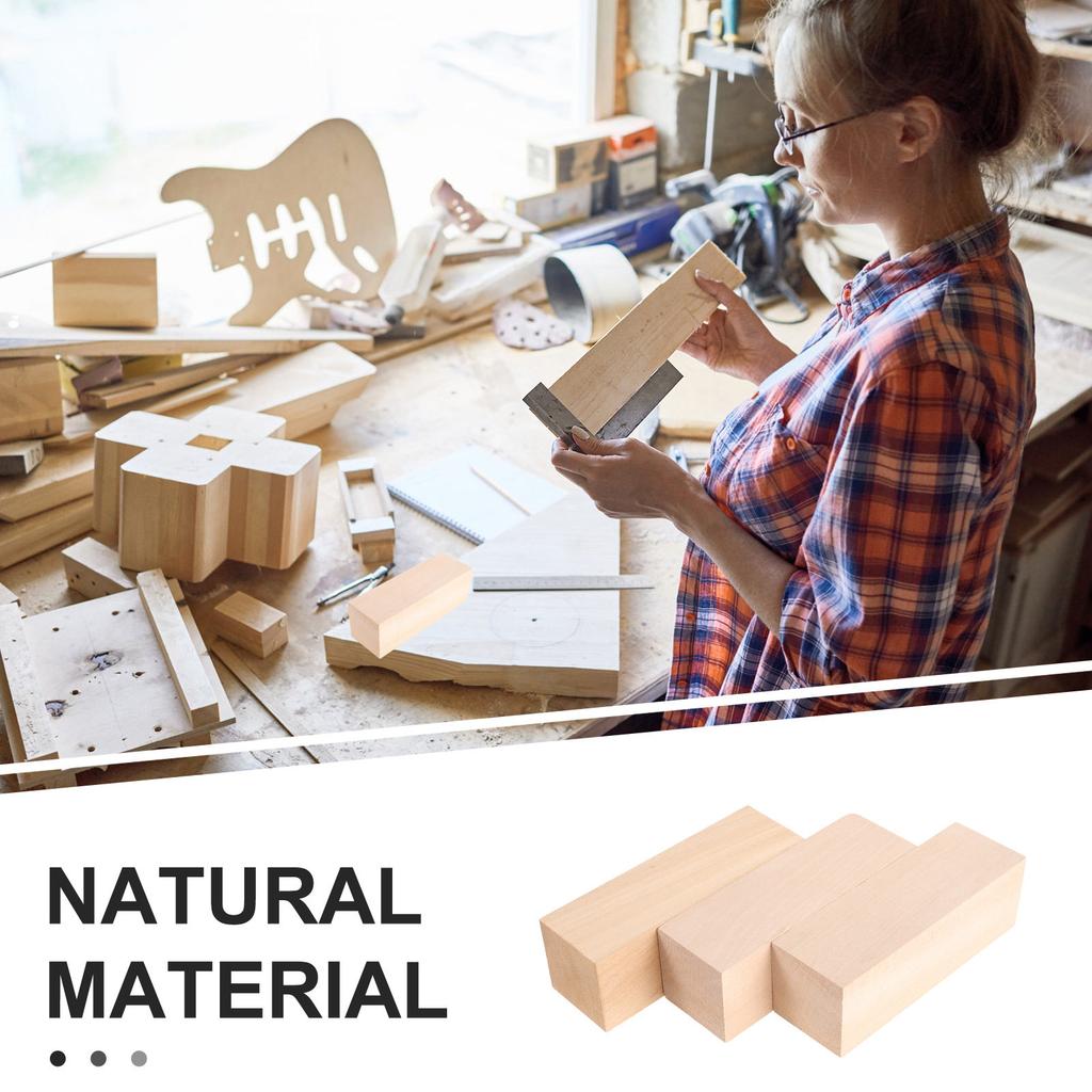 6Pcs Smooth Basswood Carving Blocks Rectangle Unfinished Wooden Craft Blocks for Painting Carving DIY Decor Arts Crafts Natural